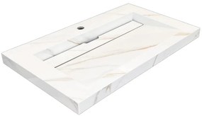 Lambini Designs Quri keramische wastafel 80cm marmer met kraangat