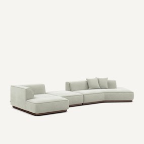 XL linkerhoek met voetsteun in stonewashed fluweel, JACOPO