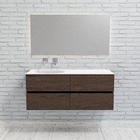 Zaro Sevilla Solid Surface badmeubel 120cm donker eiken zonder kraangat spoelbak links met 4 lades