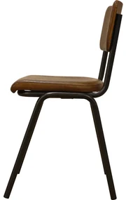 Goossens Eetkamerstoel Chaplin cognac leer leuning, urban industrieel