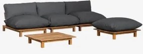 Tuinset Met 3-delige Verstelbare Modulaire Tuinbank, Salontafel En Poef Van Acaciahout Brina Grijs – Grafiet - Sklum
