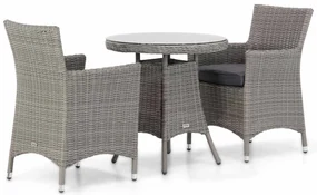 Tuinset Ronde Tuintafel 2 personen 70 cm Wicker Grijs Garden Collections Dublin/Bolton