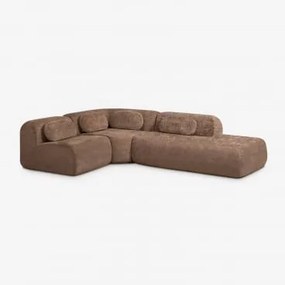 Modulaire Hoekbank Van 3 Delen Met Rechter Divan In Vacuüm Verpakte Chenille Merida Chenille Karamelbruin - Sklum
