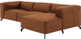 Goossens Bank Calvin cognac, micro leer, 3-zits, modern design