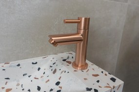 Saniclear Terrazzo fonteinset met rechte kraan in geborsteld koper
