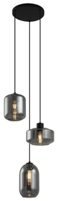 Moderne hanglamp zwart met smoke glas 3-lichts - Sheena Modern E27 rond Binnenverlichting Lamp