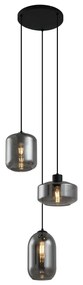 Moderne hanglamp zwart met smoke glas 3-lichts - Sheena