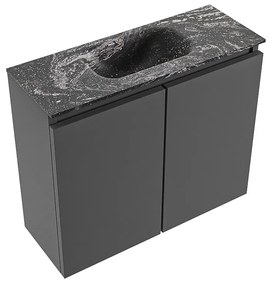 Mondiaz Ture DLux toiletmeubel 60cm dark grey met wastafel lava midden zonder kraangat