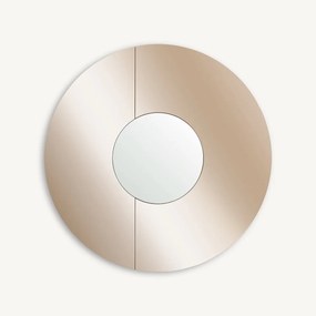 Ronde amberkleurige spiegel, diameter 90 cm, TINTO