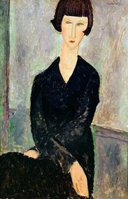 Kunstreproductie Woman in Black Dress, Modigliani, Amedeo