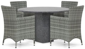 Tuinset Ronde Tuintafel 4 personen 120 cm Wicker Grijs  Domani Furniture Miami/Graniet