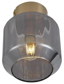 Moderne plafondlamp messing met smoke glas - Stiklo Modern E27 rond Binnenverlichting Lamp