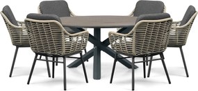 Tuinset Ronde Tuintafel 6 personen 150 cm Rope Grijs  Coco Antoni/Ancona