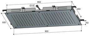 Hotbath Mate M113 inbouw hoofddouche rechthoekig 50x90cm geborsteld nikkel