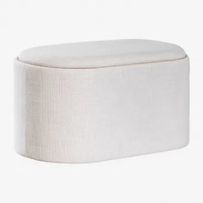 Berkeleni Gestoffeerde Ovale Poef Met Dienblad En Opbergruimte Linnen Beige – Crème - Sklum