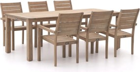 Diningset ROUGH | 6 personen teakhout | Tuinset stapelbaar | 7-delig | Kees Smit Tuinmeubelen