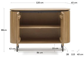 Kave Home Licia Ovaal Dressoir Van Mangohout 120 Cm - 120x45x80cm.