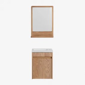 Narek Houten Badkamermeubelset Met Geïntegreerde Wastafel Ash Brown & Rechthoekig Hout 50x70 Cm Mazure & Zonder Kraan & ↔︎ 40 Cm - Sklum