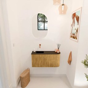 Mondiaz Joya 80cm toiletmeubel ronding rechts oak met wastafel faye links zonder kraangat urban