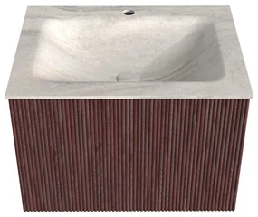 Mondiaz Kurve-dlux 60cm badmeubel ruby met 1 lade en wastafel cloud midden 1 kraangat ostra