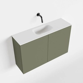 Zaro Polly toiletmeubel 80cm army met witte wastafel zonder kraangat