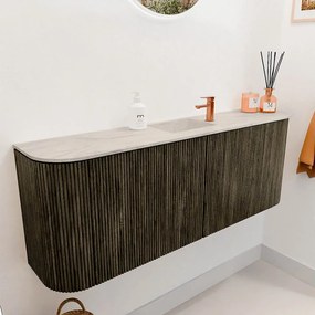 Mondiaz Joya DLux 115cm toiletmeubel ronding links/rechts shadow met wastafel faye midden 1 kraangat ostra