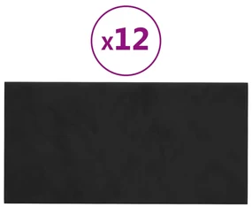 vidaXL Wandpanelen 12 st 0,54 m² 30x15 cm fluweel zwart