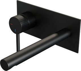 Brauer Stripe inbouw wastafelkraan ColdStart met rechte uitloop en afdekplaat model A2 zwart mat