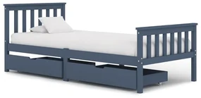 vidaXL Bedframe met 2 lades massief grenenhout grijs 100x200 cm