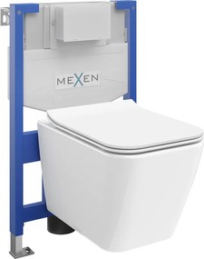 Mexen Cube inbouwtoiletset met Fenix XS-F frame, WC-pot en softclose zitting, glanzend wit - 68030924000