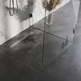 Brauer douchegoot 80x7cm met standaard rooster en flens RVS geborsteld