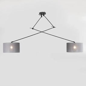 Hanglamp zwart met kap 35 cm grijs verstelbaar 2-lichts - Blitz Modern E27 rond Binnenverlichting Lamp