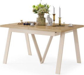 AVERY Eikenhout Artisan/onderkant beige - LOFT/INDUSTRIËLE TAFEL VOOR WOONKAMER / EETKAMER UITKLAPBAAR TOT 330 cm!