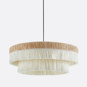 Hanglamp in raffia met franjes Ø50 cm, Kavi