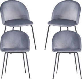 Set 4 Black Dalnia Fluwelen Stoelen