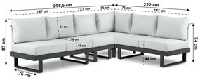 Hoek loungeset 6 personen Aluminium Grijs  Lifestyle Garden Furniture Lorenzo