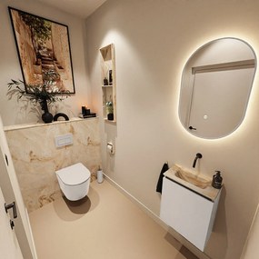 Mondiaz Ture DLux toiletmeubel 40cm linen met wastafel frappe midden zonder kraangat