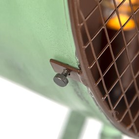 Vintage vloerlamp op bamboo driepoot groen met koper - Barrel Retro E27 rond Binnenverlichting Lamp