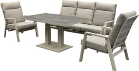 Barolo Pacific stoel bank dining loungeset 4 delig verstelbaar latte
