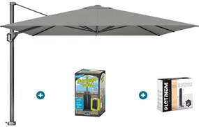 Platinum Challenger Telescope Zweefparasol premium - 3,5x3,5 - Manhattan grey met ingraafvoet en hoes