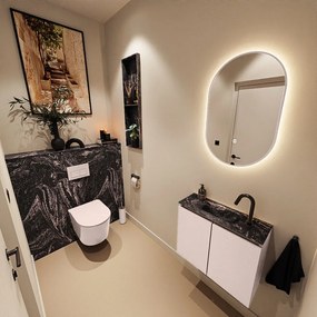 Mondiaz Ture DLux toiletmeubel 60cm rosee met wastafel lava midden met kraangat