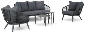 Stoel en Bank Loungeset 4 personen Aluminium/wicker Zwart  Coco Coco Leonardo