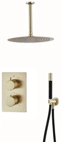 Saniclear Brass Pro inbouw regendouche met plafondarm en 30cm hoofddouche geborsteld messing / mat goud