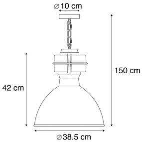 Smart industriële hanglamp zwart 38,5 cm incl. A60 WiFi - Sicko Modern, Industriele / Industrie / Industrial E27 rond Binnenverlichting Lamp