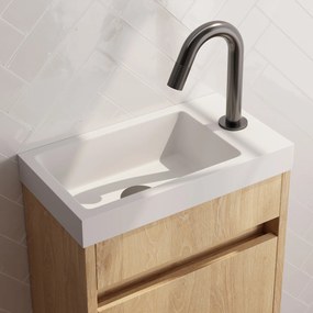 Brauer Gunmetal Carving opbouw fonteinkraan met gebogen uitloop gunmetal geborsteld PVD