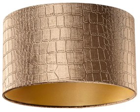 Velours lampenkap krokodil dessin met gouden binnenkant 35/35/20 Klassiek / Antiek rond