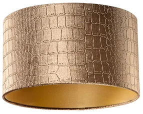 Velours lampenkap krokodil dessin met gouden binnenkant 35/35/20 Klassiek / Antiek rond