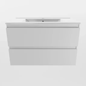 Mondiaz Aivy badmeubel 80cm talc met wastafel keramiek wit glans 1 kraangat en spiegel