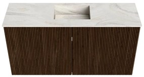 Mondiaz Joya DLux 80cm toiletmeubel walnut met wastafel faye midden zonder kraangat ostra