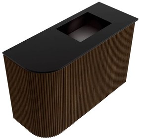 Mondiaz Joya 60cm toiletmeubel ronding links walnut met wastafel faye rechts 1 kraangat urban